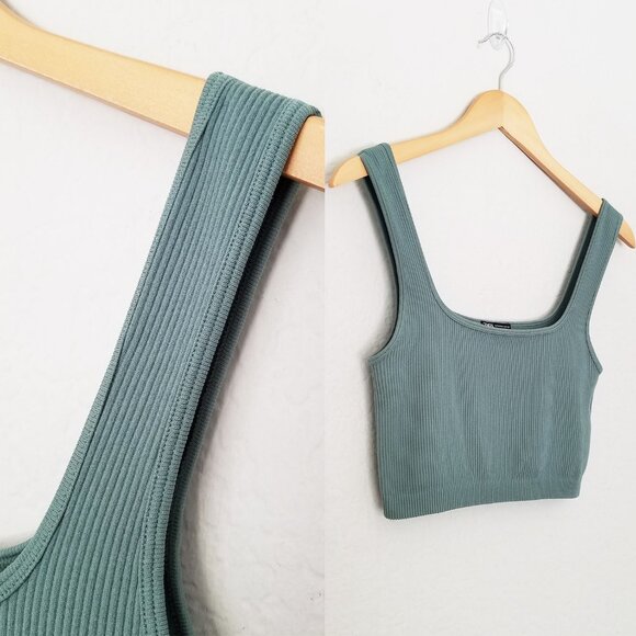 Zara Limitless Contour Collection Square Neckline Cropped Tank Top Seamless M/L - Picture 11 of 13